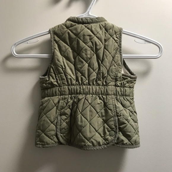 LIKE NEW Baby GAP Quilted Moss Green Vest - Picture 2 of 2